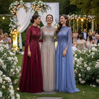 Serene Hill Burgundy High Neck Cape Sleeve A-line Evening Dress Elegant Party Gown for Women 2026 Customized DLA72386A