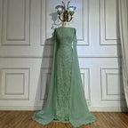 Elegant Dubai Sage Green Mermaid Evening Dress with Cape Sleeves Beaded Formal Gown Serene Hill 2025 Customized DLA72160A