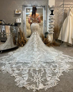 Lakshmigown Princess Lace Appliques Mermaid Wedding Gown for Women Customized Off the Shoulder Wedding Dress Vestido de Boda