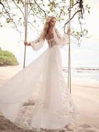 Lakshmigown Long Sleeve V Neck Lace Appliques Plus Size Wedding Dress for Women 2025 Bridal Gown Customzied robe mariee boheme