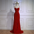 Abito da Sera Rosso Elegante con Spacco LA72998