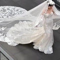 Long Wedding Veil Lace Appliques Cathedral Veil One-Layer Wedding Veils With Comb Customized