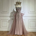 Serene Hill Pink Spaghetti Strap Mermaid Beaded Evening Dresses with Overskirt Formal Party Gowns for Women DLA72810 Customized