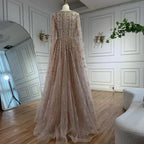 Serene Hill Customized 2025 Wine Red A Line Cape Sleeves Luxury Beaded Evening Dresses Formal Party Gowns for Women DLA72764