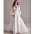 Lakshmigown Long Sleeve V Neck Lace Appliques Plus Size Wedding Dress for Women 2025 Bridal Gown Customzied robe mariee boheme
