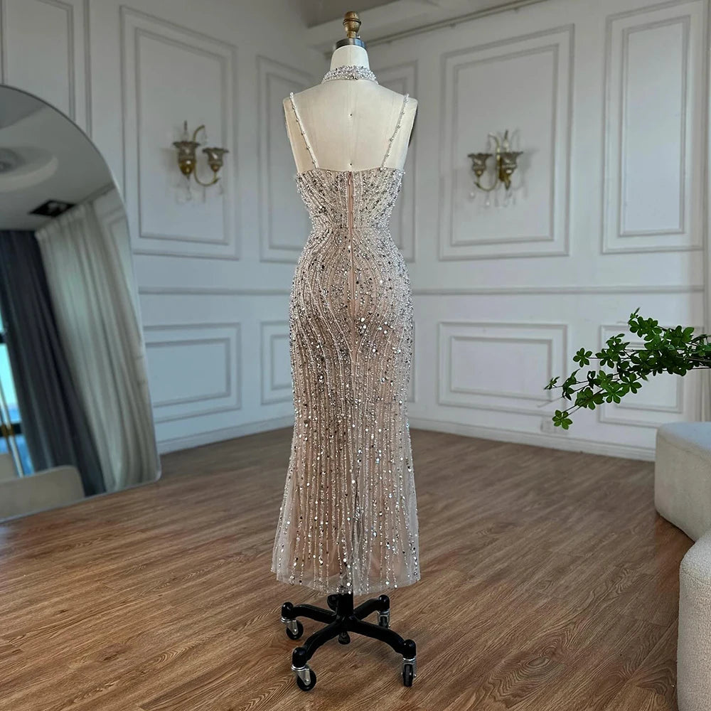 Serene Hill Nude Mermaid Beaded Evening Dresses 2025 Ankle Length Party Gowns for Women DLA72047D Customized