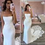 Lakshmigown Spaghetti Straps Soft Satin Mermaid Wedding Dress for Bride 2026 Open Back Bridal Gwon vestido de novia Customized