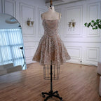 Serene Hill Elegant Nude Short Evening Dress A-Line Mini Crystal Cocktail for Women 2025 DLA72983 Customized