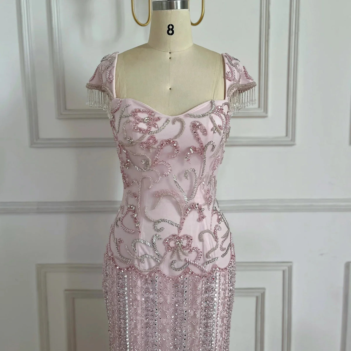 Serene Hill Pink Mermaid Beaded Evening Gowns 2026 Arabic Elegant Wedding Party Dresses DLA73550 Customized
