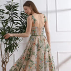 Lakshmigown Bling V-Neck Glitter Floral Embroidery Lace Wedding Dress Transparent Greey Sequins Lace Customized