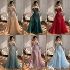 Serene Hill Green Mermaid Beaded Evening Party Gown 2026 Elegant Off-Shoulder Runway Dress with Overskirt Customized DLA73392