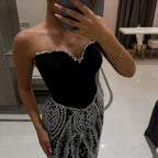 Serene Hill Black Mermaid Luxury Beaded Evening Dress 2026 Elegant Party Gowns for Women Customized DLA73408