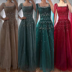 Serene Hill Red Square Collar A-Line Beaded Evening Dress with Cape Sleeves 2026 Party Gowns for Women DLA73089A Customized