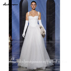 Lakshmigown Strapless A-Line Tulle Ivory Wedding Dress Simple Sleeveless Spaghetti Straps Boho Open Back Bride Gown Customized
