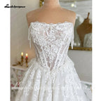Lakshmigown Lace Ball Gown Wedding Dress Sexy Off Shoulder Pearls Bridal Partry Gown Backless Princess Bride Gown Customized