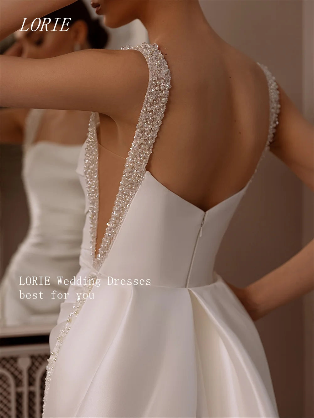 LORIE Luxury Mermaid Wedding Dress Simple Square Collar Bridal Dresses Beading Spaghetti Strap Wedding Gown Customized 2026