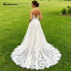 Lakshmigown Spaghetti Straps Wedding Dress 2026 Floral Lace Appliques A Line Long Bride Dress vestido de novia boda Customized