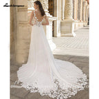 Lakshmigown A-Line Split Chiffon Illusion Bodice Customized Beach Wedding Dresses for Women Appliques Summer Boho Bride Dress