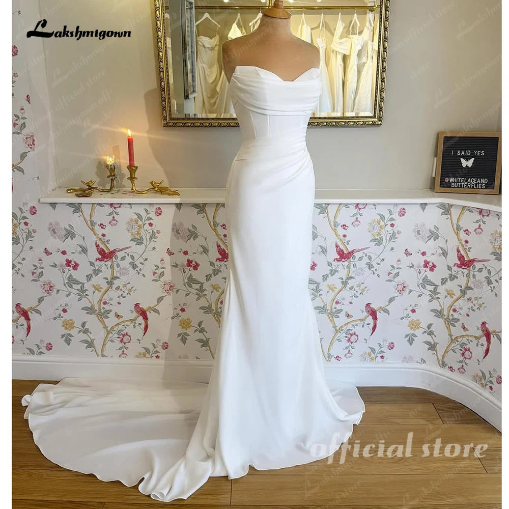 Lakshmigown Elegant Mermaid Wedding Dresses With Train Sweeheart Neck Bridal Gowns Customized Vestidos De Novia Boda