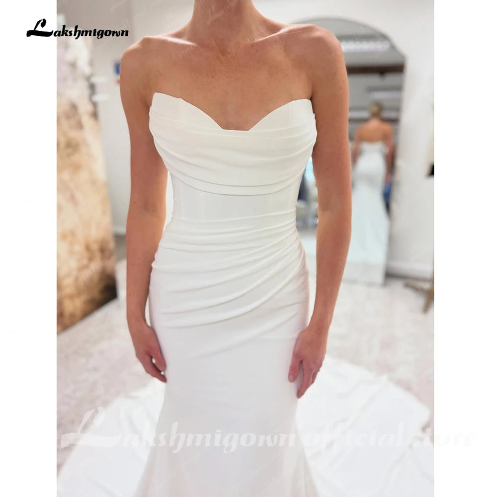 Lakshmigown Elegant Mermaid Wedding Dresses With Train Sweeheart Neck Bridal Gowns Customized Vestidos De Novia Boda