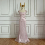 Serene Hill Pink Mermaid Beaded Evening Gowns 2026 Arabic Elegant Wedding Party Dresses DLA73550 Customized