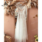 Boheme V Neck Lace Boho Wedding Dress Backless 2025 Robe Mariee Civil Wedding Gowns for Bridal Vestidos de Nova Beach Customized