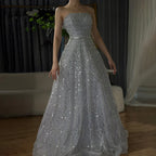 Serene Hill Customized 2026 Caramel Strapless A Line Beaded Evening Prom Dresses Elegant Party Gowns for Women DLA72755