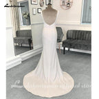 NumberSea Simple Scoop Neck Crepe Beach Wedding Dresses For Women 2025 Bride Long Boho Wedding Gowns Open Back