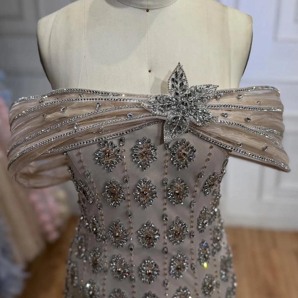 Serene Hill Luxury Beaded Evening Gown 2026 Elegant Off-Shoulder Sparkly Mermaid Party Dress for Women DLA73362 Customized