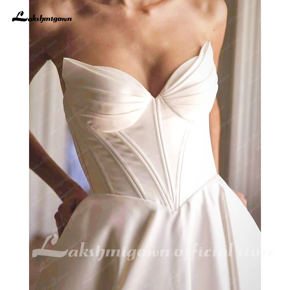 Lakshmigown Classic A Line Soft Satin Wedding Dresses 2026 Vestidos De Novia Beach Bridal Gowns Customized
