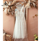 Boheme V Neck Lace Boho Wedding Dress Backless 2025 Robe Mariee Civil Wedding Gowns for Bridal Vestidos de Nova Beach Customized