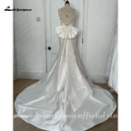 Lakshmigown Satin Mermaid Wedding Dress Spaghetti Straps Vestido Civil Princess Bridal Dress Backless with Bow