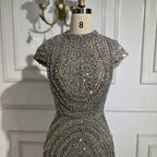 Serene Hill Gray Nude Cap Sleeves Mermaid Beaded Luxury Evening Dresses Formal Party Gowns for Women DLA72344 Customized