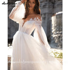 Lakshmigown Puffy Long Sleeves Women Wedding Dresses 2025 New Sexy Deep-V A-Line Bridal Gowns Plus Size Customized