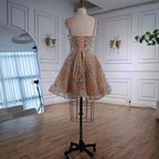 Serene Hill Elegant Nude Short Evening Dress A-Line Mini Crystal Cocktail for Women 2025 DLA72983 Customized