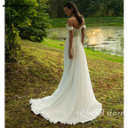 Lakshmigown Chiffon Beach Wedding Dresses 2026 New Split Side Strapless Garden Bridal Gowns Lace Up Back Customized