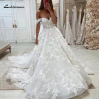 Lakshmigown Princess Lace Wedding Dresses For Women Boho Off the Shoulder Appliques Bridal Dress Sweetheart Ball Gown Customized