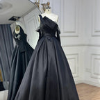 Serene Hill 2025 Elegant Black One-Shoulder A Line Beaded Evening Dresses Gowns with Sleeveless For Party DLA72741 Customized