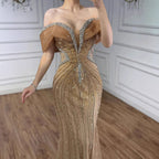 Serene Hill Customized Gold Mermaid Evening Dress 2026 Luxury Beaded Party Gowns for Women DLA73142A