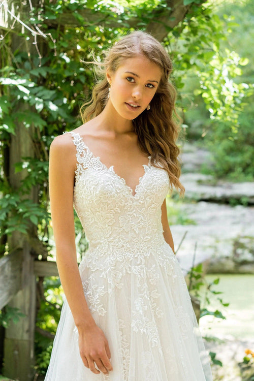 Robes de mariée NumberSea sans manches à applications robe de mariée A-Line en tulle robes de mariée pour femmes robe de mariée