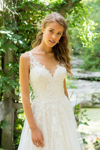 NumberSea Brautkleider Ärmellos Appliziertes Brautkleid A-Linie Tüll Braut Brautkleider für Frauen Vestido de Novia 