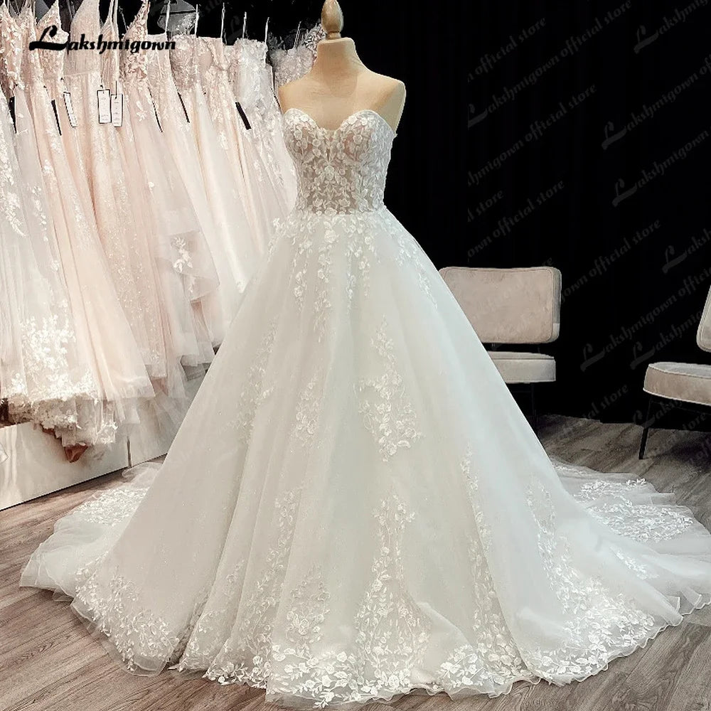Lakshmigown Classic See Through Sweetheart  Lace Up Wedding Dresses Ball Gowns Vestidos De Novia Plus Size Customized Dress
