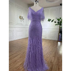 Serene Hill Brown Mermaid Beaded Feathers Evening Dresses Elegant Party Gowns for Women DLA71323 Customized