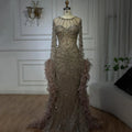 Serene Hill Pink Luxury Beaded Mermaid Evening Dress Gowns with Feathers for Formal Occasion Customized DLA72708A