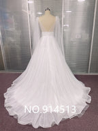 Customized Classic Deep V-neck Organza and Tulle Plus Size Wedding Dress Sexy Backless Court Bridal Gowns