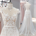 Lakshmigown Bohemian Wedding Dress Vintage Lace Beaded High Neck Tulle Bridal Sexy Wedding Gowns Vestidos Noivas