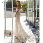 Lakshmigown Luxury Lace Mermaid Wedding Dress Off the Shoulder Sweetheart Bridal Gown Customized Sweep Train Vestidos De Novia