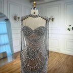 Serene Hill Nude Strapless Mermaid Pearls Beaded Evening Gowns Luxury Party Dress with Tassel DLA72876 Customized