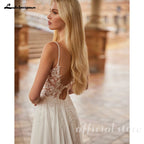 Lakshmigown Sexy Beach Wedding Dress with Cap Spaghetti Straps V Neck Applique Split Bridal Gown for Bride Customized
