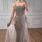 Serene Hill 2026 Luxury Caramel Crystal Beaded Spaghetti Strap Mermaid Evening Dress Gowns for Formal Party DLA72810A Customized